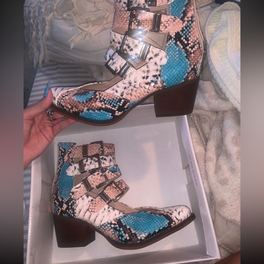 A Rider Multi Color Snakeskin Booties - Picture 2 of 4